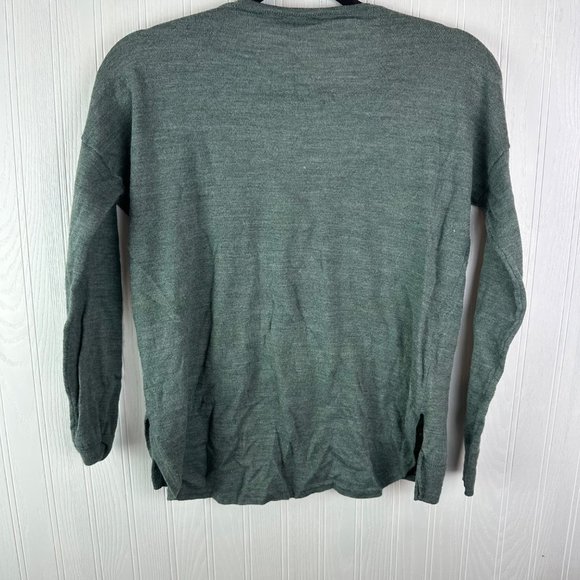 Madewell Southstar Sweater Womens XS Heather Spruce Merino Wool Blend Scoop Neck - Picture 2 of 5